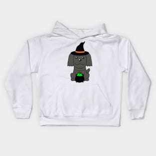 Cute black dog is a witch Kids Hoodie